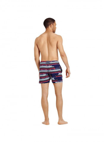 Moorise Printed Swim Shorts Midnight Blue/Grey/Red