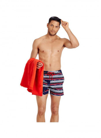 Moorise Printed Swim Shorts Midnight Blue/Grey/Red
