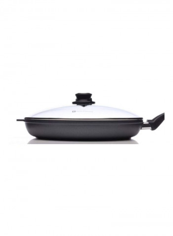 Nonstick Fry Pan With Lid Black/Clear 12.5inch