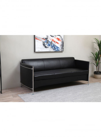 3-Seater Doncaster Office Sofa Black/Silver 73x173x76cm