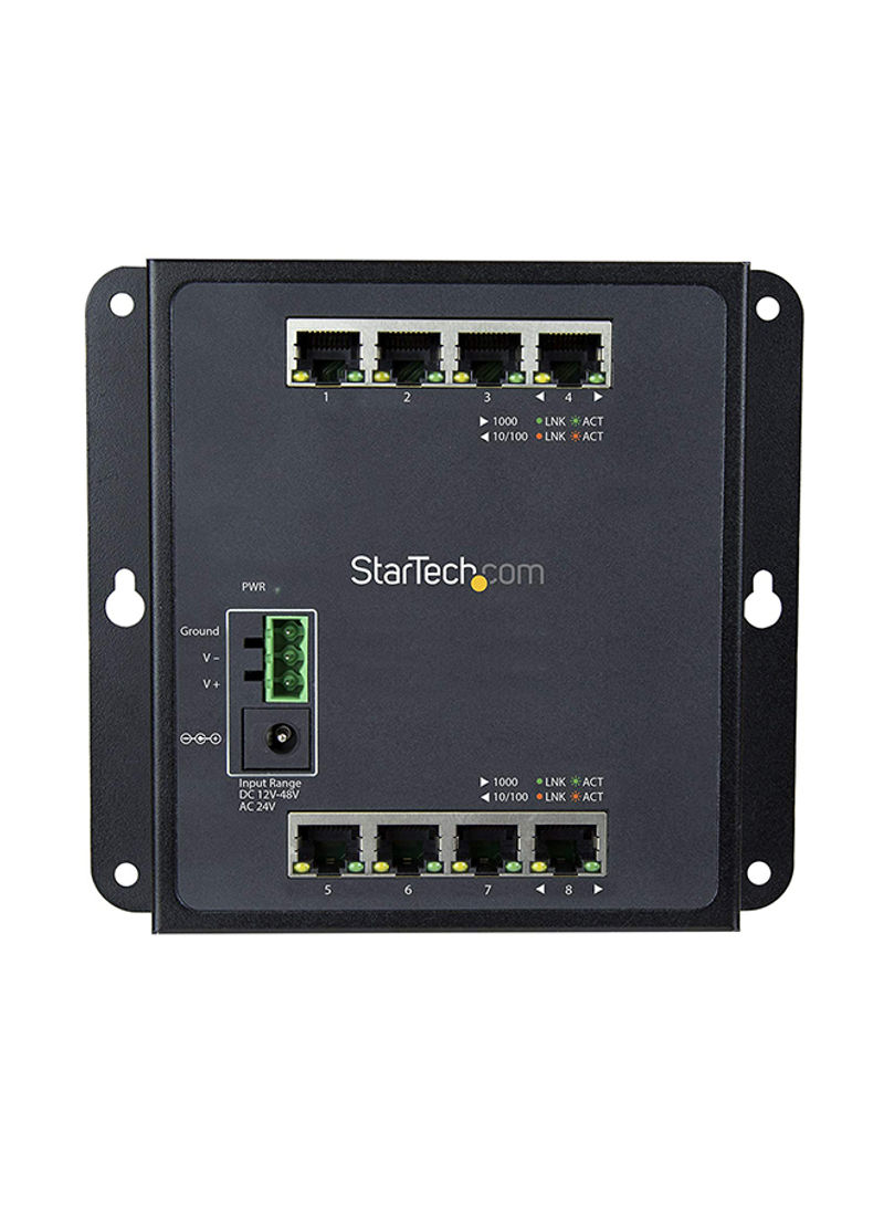 8 Port Wall Mounted Gigabit Ethernet Network Switch Black