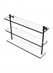 Foxtrot Collection Triple Tiered Glass Shelf Clear/Black 22inch