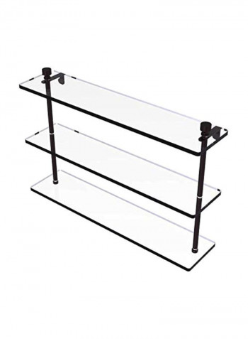 Foxtrot Collection Triple Tiered Glass Shelf Clear/Black 22inch