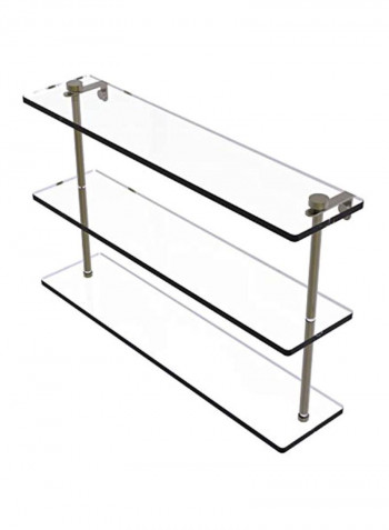 Triple Tiered Glass Shelf Clear/Silver 22inch