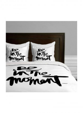 Be In The Moment Printed Duvet Cover Polyester White/Black King