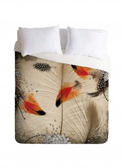 Abolina Feather Dance Duvet Cover Polyester Beige/Orange/Black 108x88inch
