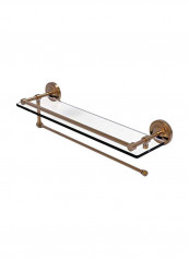 Prestige Regal Collection Glass Shelf With Integrated Towel Bar Gold/Clear 22x5x5inch
