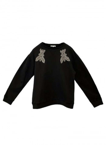 Ladybug Embroidered Sweater Black/White