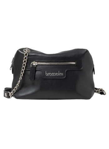 Logo Detail Jennifer Crossbody Bag Black/Silver