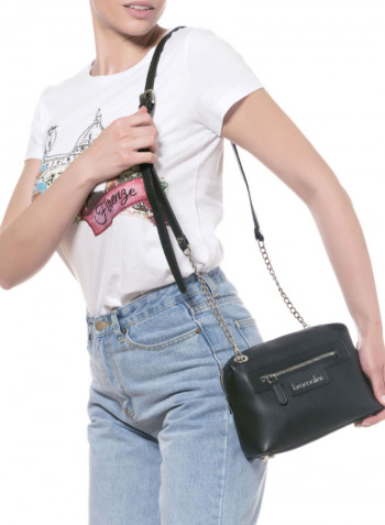 Logo Detail Jennifer Crossbody Bag Black/Silver