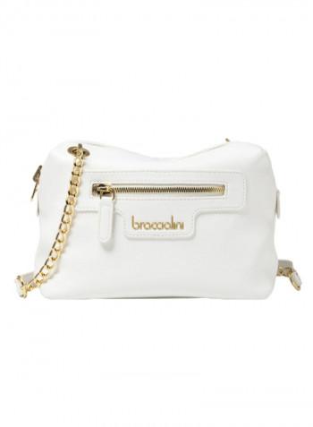 Logo Detail Jennifer Crossbody Bag White/Gold