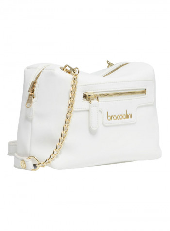 Logo Detail Jennifer Crossbody Bag White/Gold