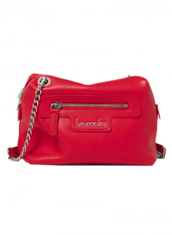 Logo Detail Jennifer Crossbody Bag Red/Silver