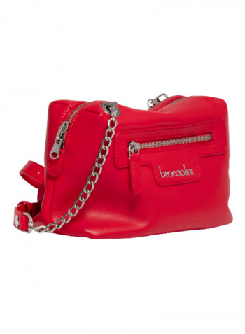 Logo Detail Jennifer Crossbody Bag Red/Silver