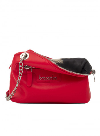 Logo Detail Jennifer Crossbody Bag Red/Silver