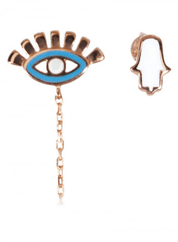 18 Karat Gold Evil Eye Enamel Dangle Earrings