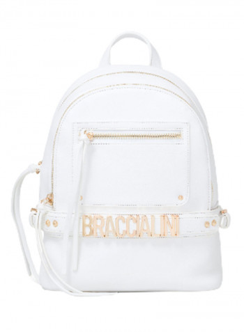 Ginger Logo Detail Backpack 12-Inch White/Gold