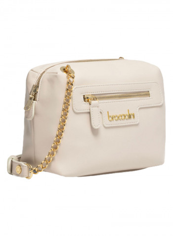 Logo Detail Jennifer Crossbody Bag Light Beige/Gold