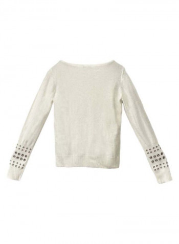 Solid Pattern Long Sleeve T-Shirt White