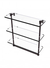 Triple Tiered Towel Bar Glass Shelf Brown/Clear 16inch