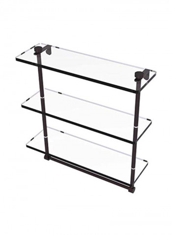 Triple Tiered Towel Bar Glass Shelf Brown/Clear 16inch