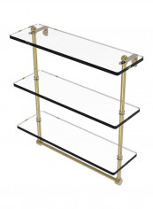 3-Tiered Integrated Towel Bar With Glass Shelf Gold/Clear 16inch