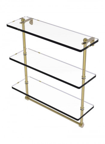 3-Tiered Integrated Towel Bar With Glass Shelf Gold/Clear 16inch