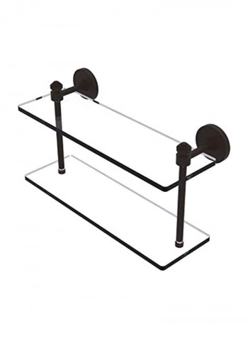 Southbeach Collection 2-Tiered Glass Shelf Black/Clear 16inch