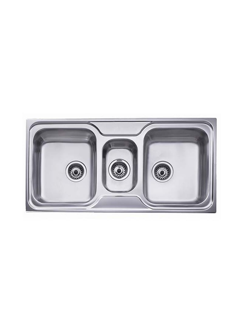 Classic 2½B Inset Stainless Steel 2 Bowls And Half Sink Silver 1000x500x190mmmm
