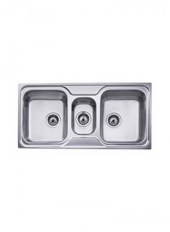 Classic 2½B Inset Stainless Steel 2 Bowls And Half Sink Silver 1000x500x190mmmm