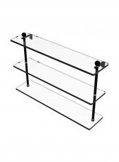 Triple Tiered Glass Shelf Matte Black 22inch