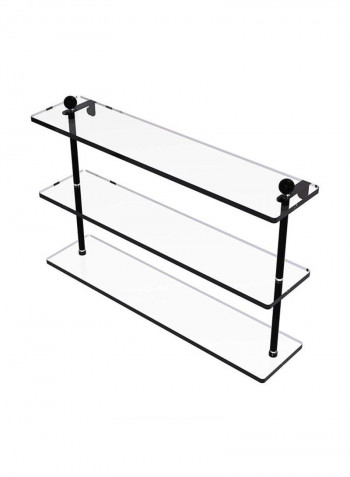 Triple Tiered Glass Shelf Matte Black 22inch