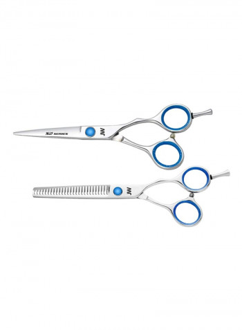 Matching Shear And Thinner Set Silver/Blue 6inch