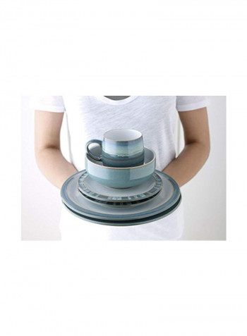 4-Piece Dinner Plates Set White/Teal 11.5x4.8x11.8inch