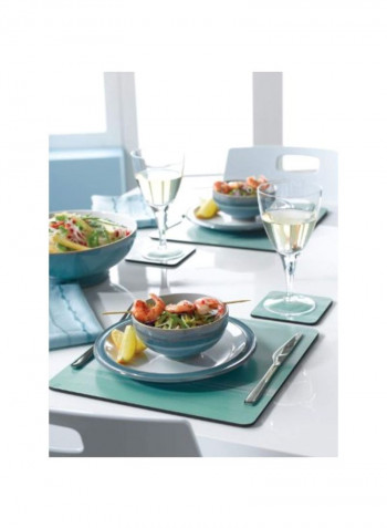 4-Piece Dinner Plates Set White/Teal 11.5x4.8x11.8inch