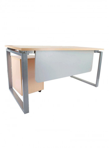 Carre Workstation Desk Oak/Silver 140x75x75centimeter