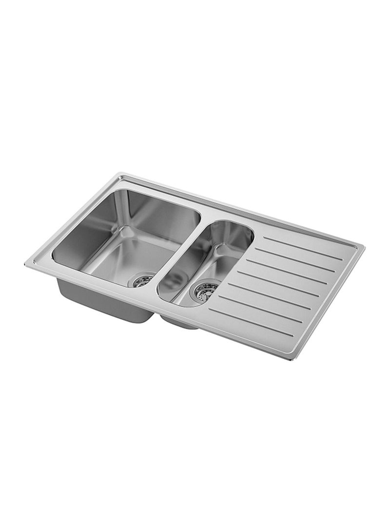 Inset Sink Bowl With Drainboard Multicolour 88x53centimeter