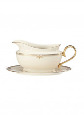 2-Piece Sauce Boat And Stand Set Ivory 9x0.1x0.1inch