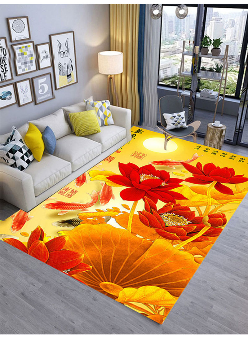 Chinese Style Flower Printed Floor Rug Multicolour 180x280centimeter