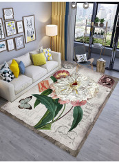 Exquisite Herbaceous Peony Pattern Floor Mat Multicolour 180x280centimeter