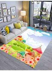 3D Cartoon Landscape Rug Red/Beige 160x230centimeter
