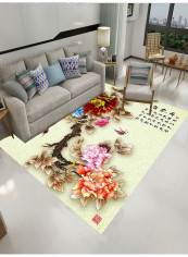 Exquisite Flowers Printed Supple Water Absorbent Mat Multicolour 160x230centimeter