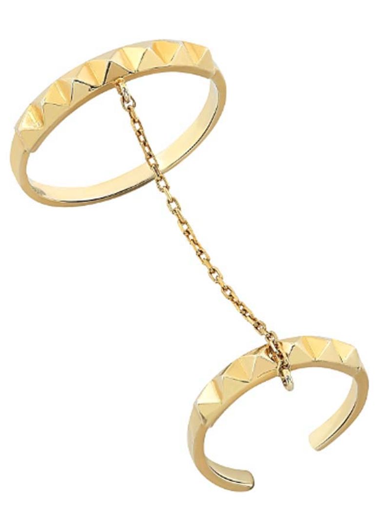 18K Link Chain Yellow Gold Ring