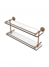 Double Gallery Rail Glass Bathroom Shelf Brown/Clear 22inch