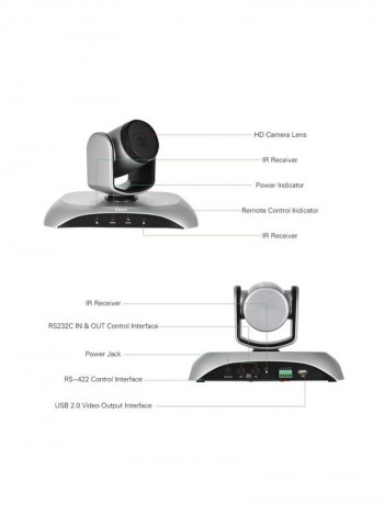 Full HD Conference Camera With Remote Control And Power Adapter