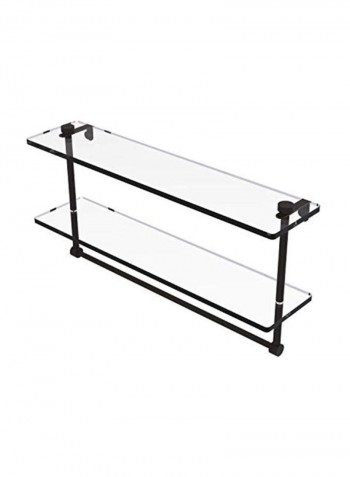 Two Tiered Glass Shelf With Towel Bar Clear/Black 22inch