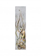Octopus Canvas Wall Art Yellow/Beige/Green 12x24x2inch