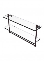 Double Shelf With Towel Bar Clear/Brown 22inch