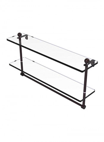 Double Shelf With Towel Bar Clear/Brown 22inch