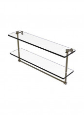 Two Tiered Integrated Towel Bar Glass Shelf Clear/Silver 22inch